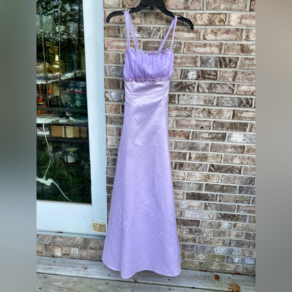Lilac/Lavender Vintage 90s Princess Barbiecore Prom Dress- Repaired - Picture 6 of 11